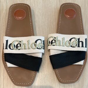 Chloe Black and Cream Sandals with Elegant Design